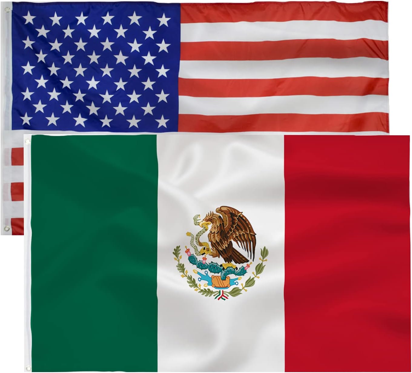 Bandera México 3x5ft poliéster ojales latón