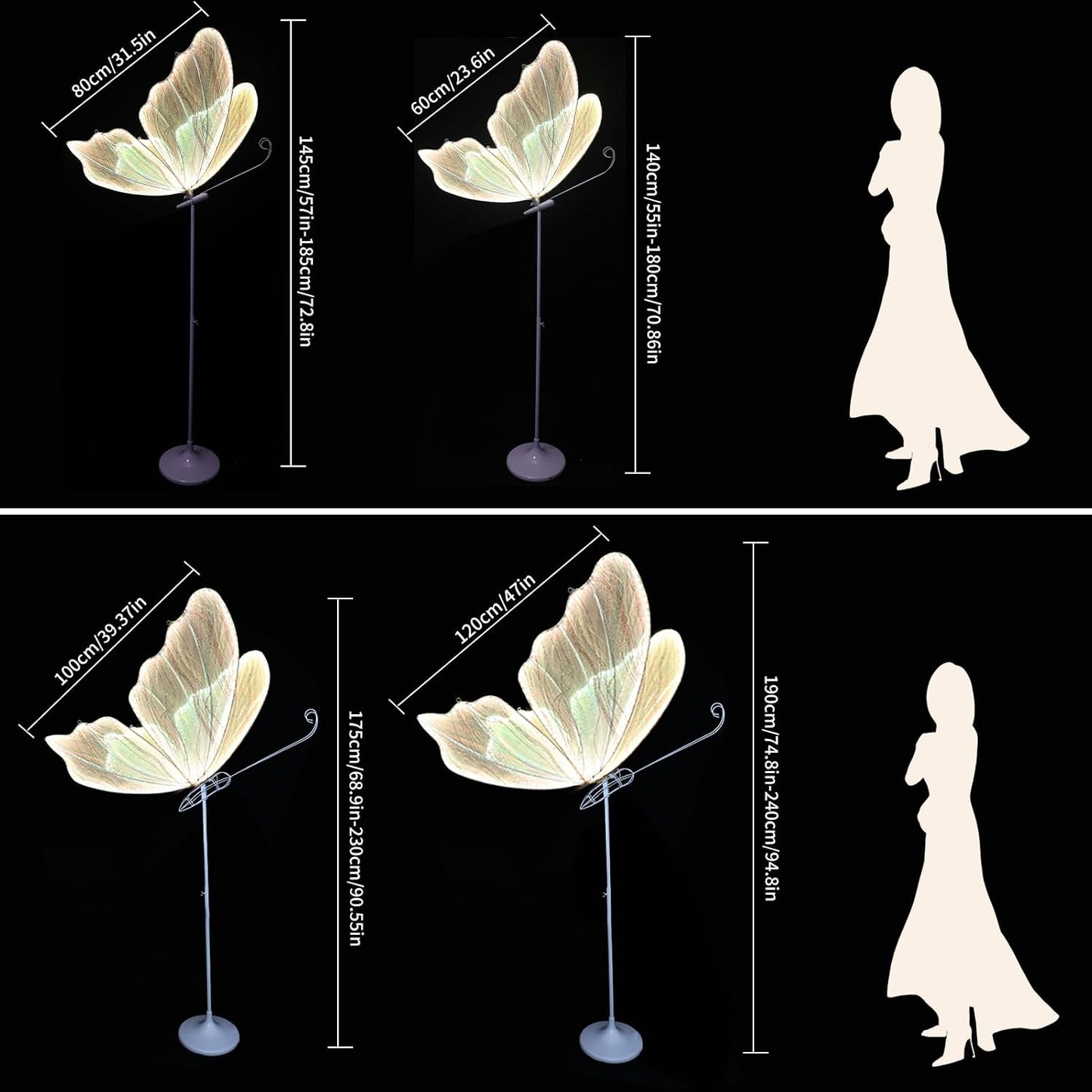Lámpara de pie mariposa para boda 31.5pulg