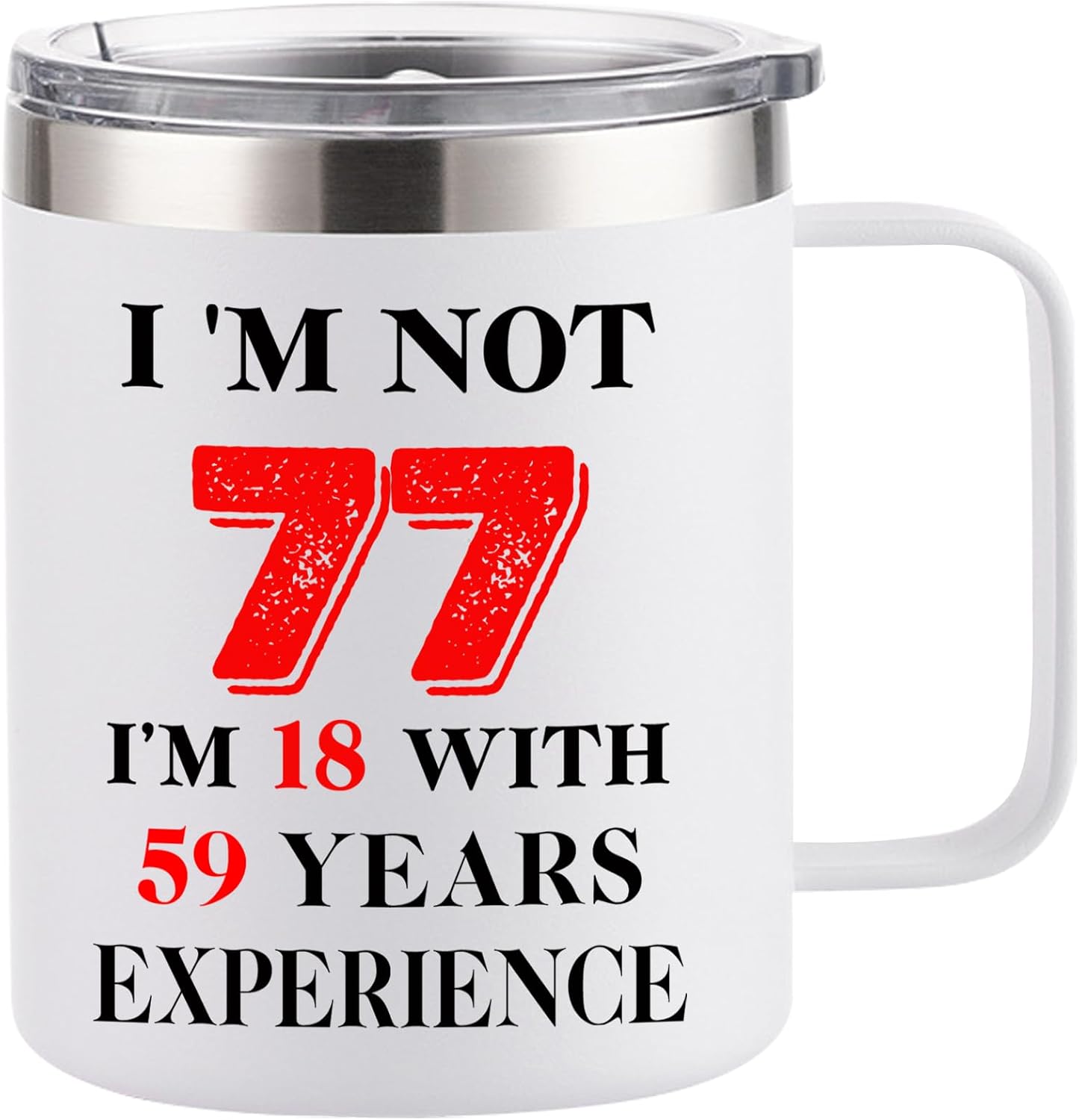 Taza café 12oz color blanco regalo cumpleaños 77 años