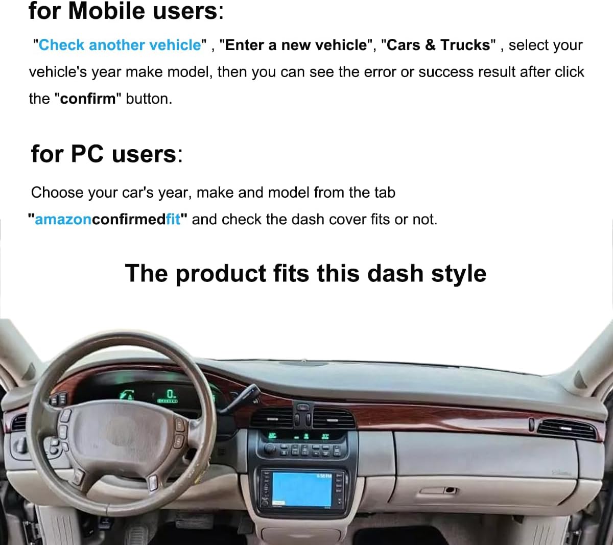 Tapete cubierta tablero Cadillac Deville sin HUD beige