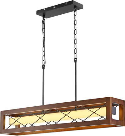Lámpara colgante de madera rústica LED regulable 39.4pulg