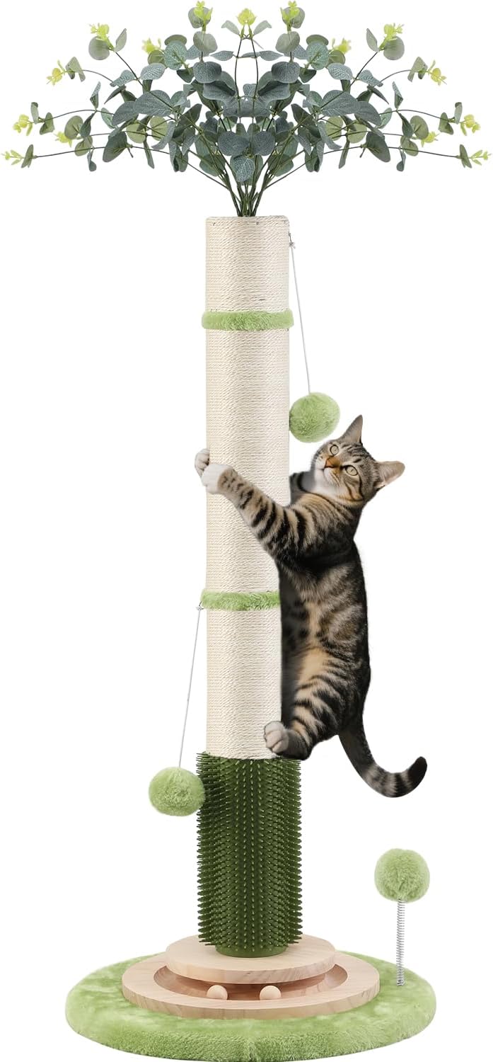 Poste rascador gatos 45pulg sisal con juguetes