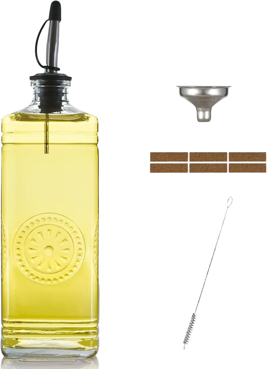 Dispensador aceite oliva vidrio 16.9oz con vertedor acero inox