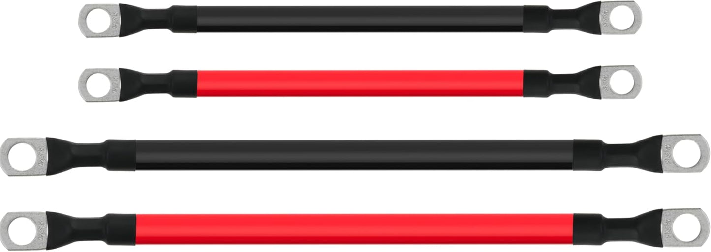 Cable batería 4 AWG con terminales 3/8" para solares