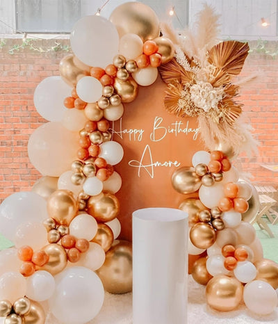 Kit arco guirnalda globos naranja dorado 141 globos cumpleaños boda
