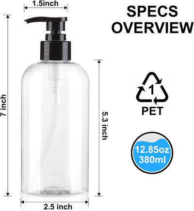 Dispensadores botellas bomba plástico sin BPA transparente set 2