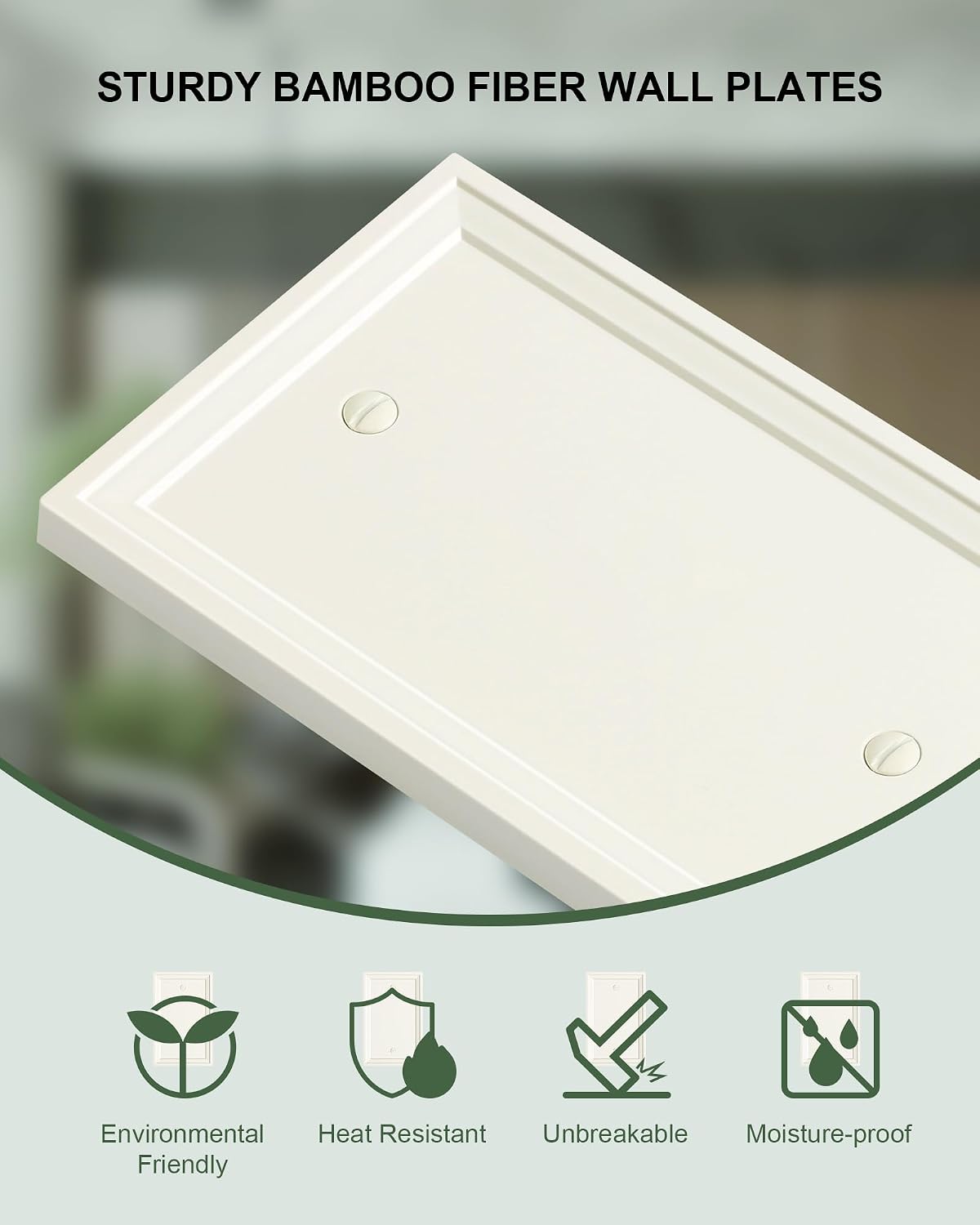 2 Pzas Placas Pared Cubierta Tomacorriente Blanco Material Natural