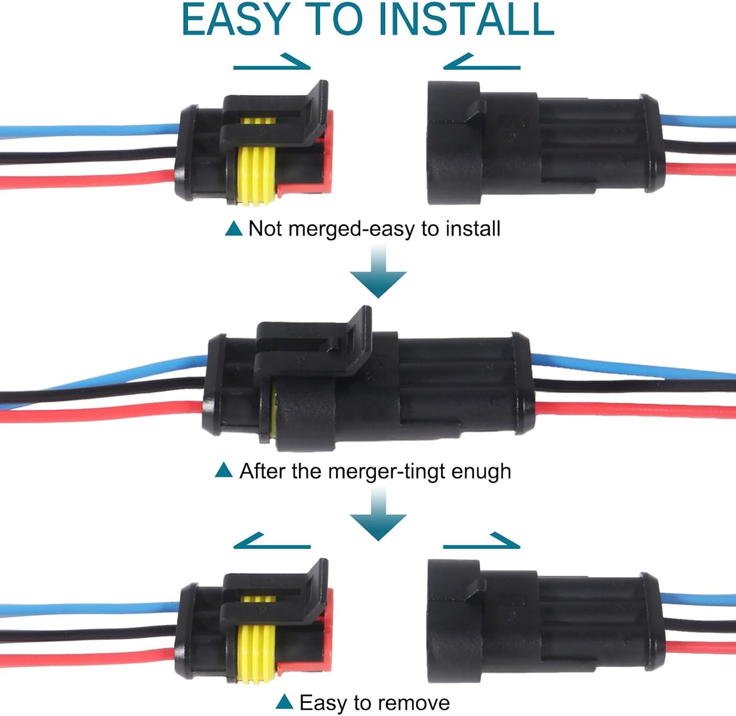 Conector 3 pines automotriz resistente agua