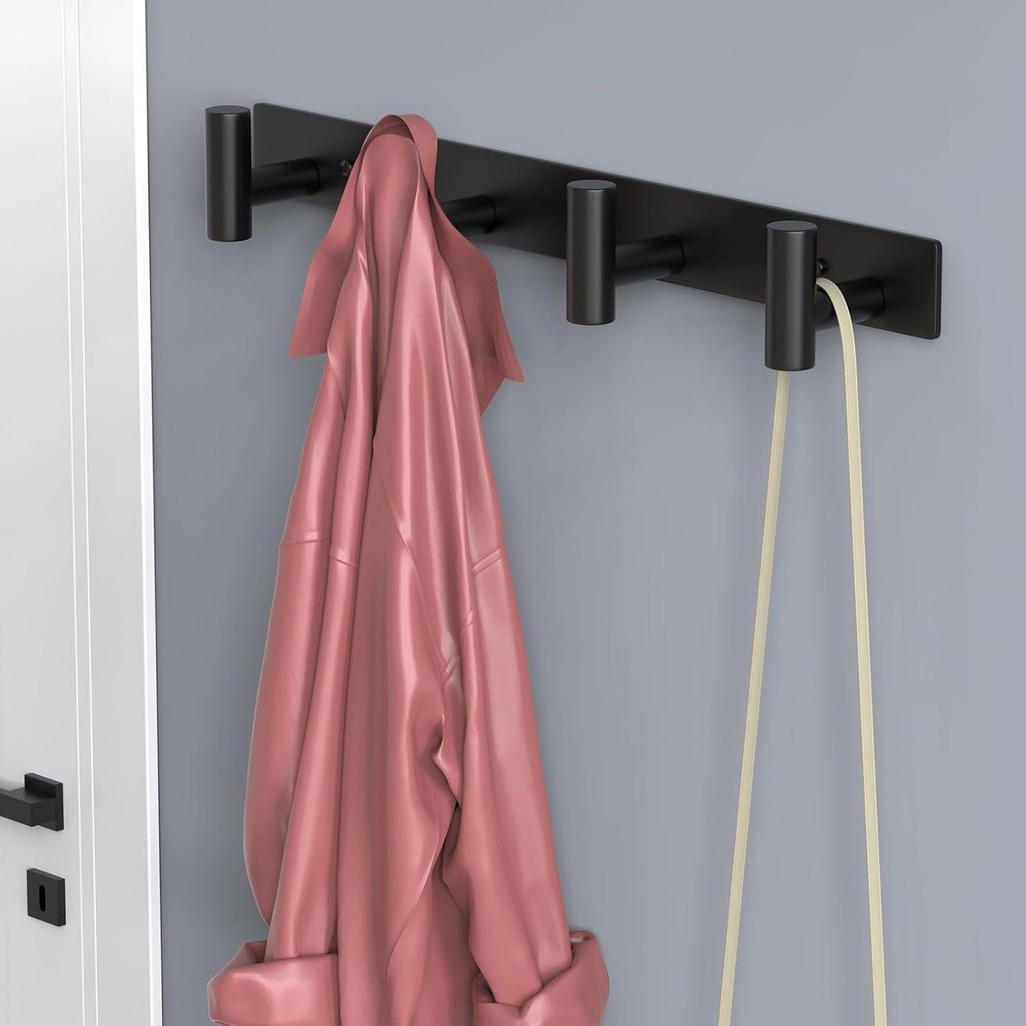 Perchero pared forma T 4 ganchos acero inox baño