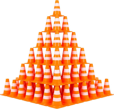 50 Mini Conos Tráfico Naranja Plástico Juguete
