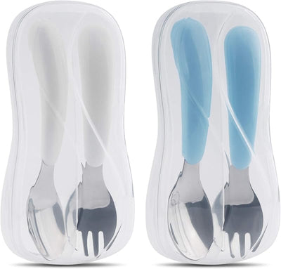 Set 2 cubiertos acero inox para niños con fundas