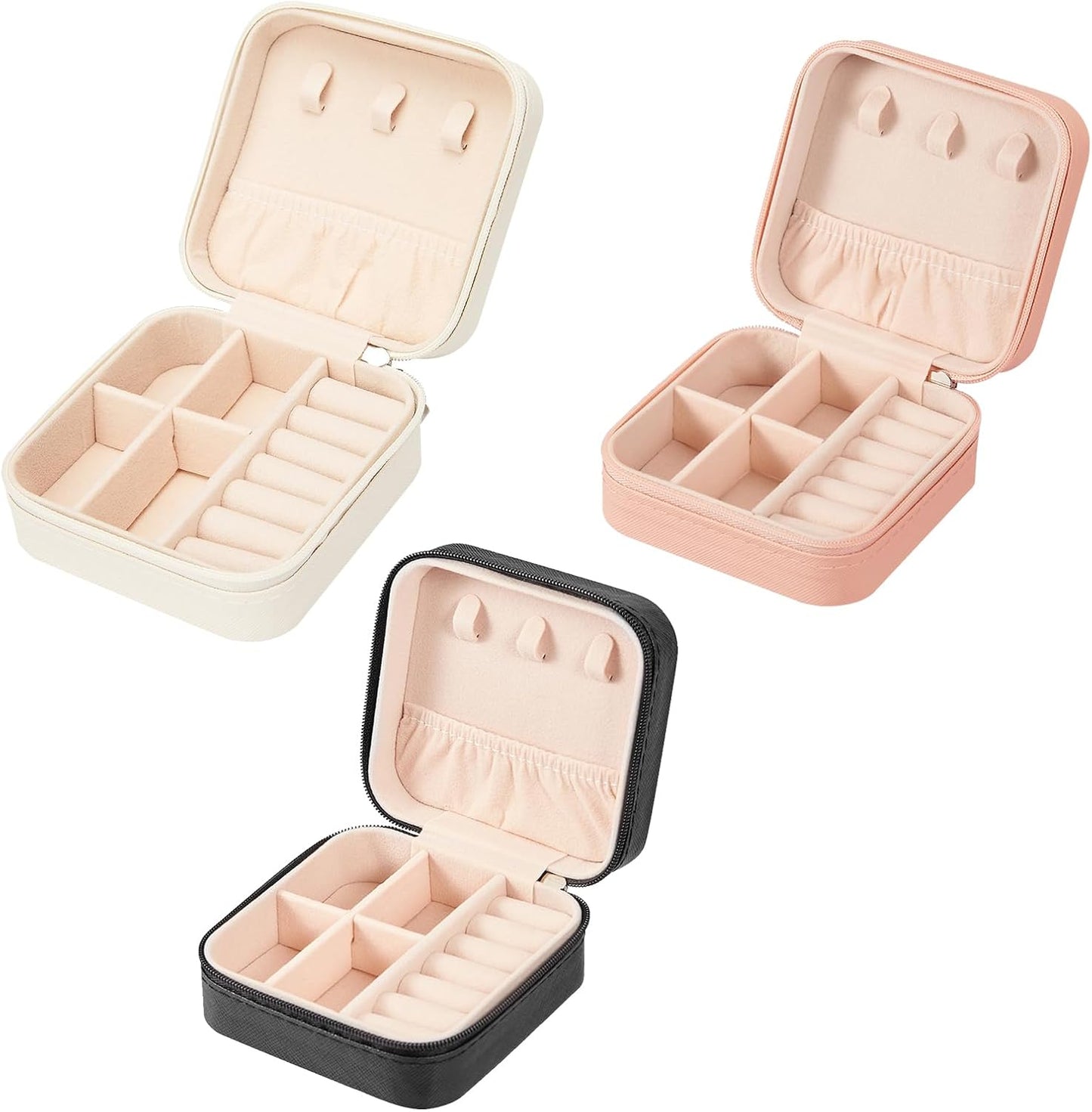 Joyero mini 3 pzas para mujer viaje negro rosa blanco