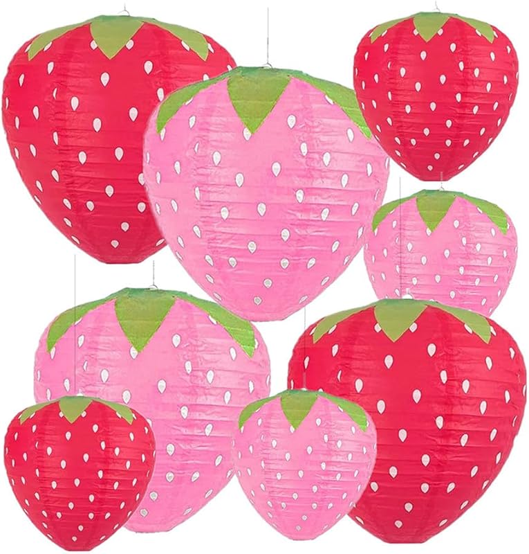 Linterna papel plegable fruta colgante 8 y 12pulg 8uds