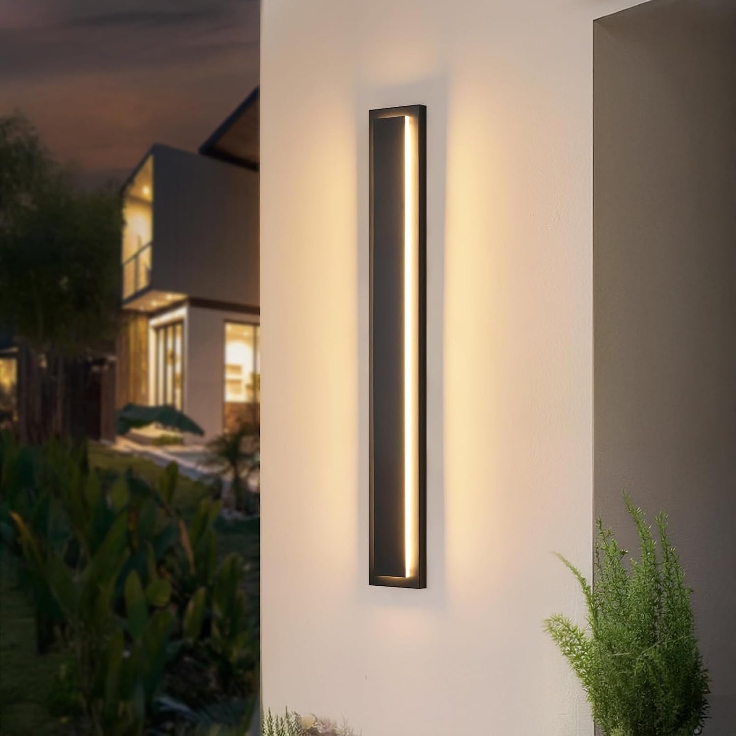 Aplique pared exterior 39.3pulg luces LED negras para porche