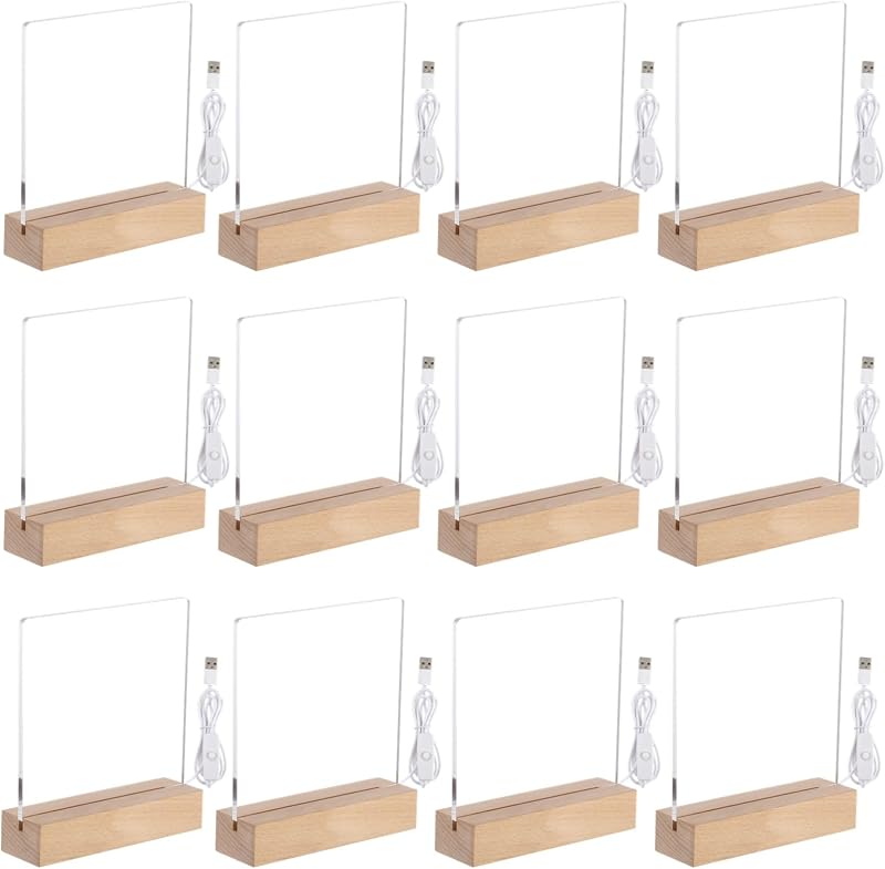 Base luz LED madera acrílica 7" cables USB
