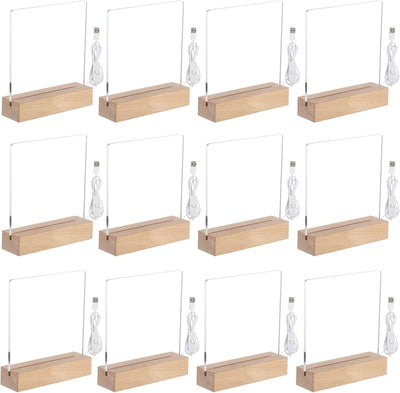 Base luz LED madera acrílica 7" cables USB