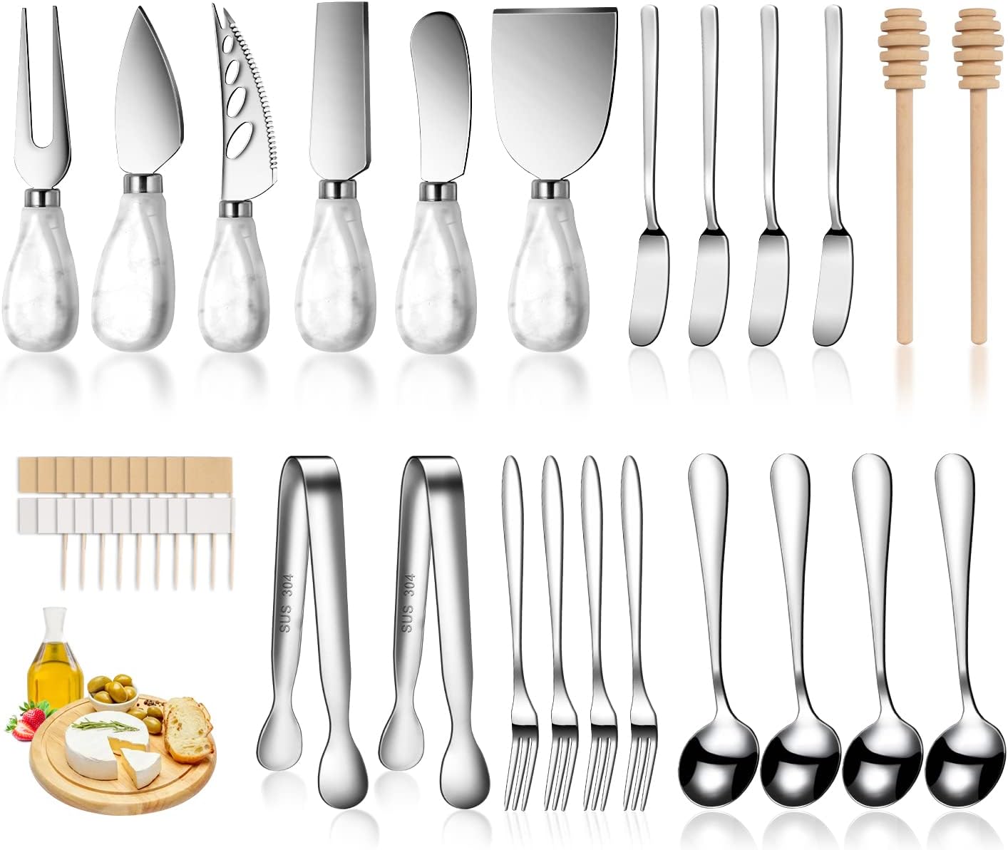 Kit cuchillos rebanador queso cerámica mantequilla mango plateado