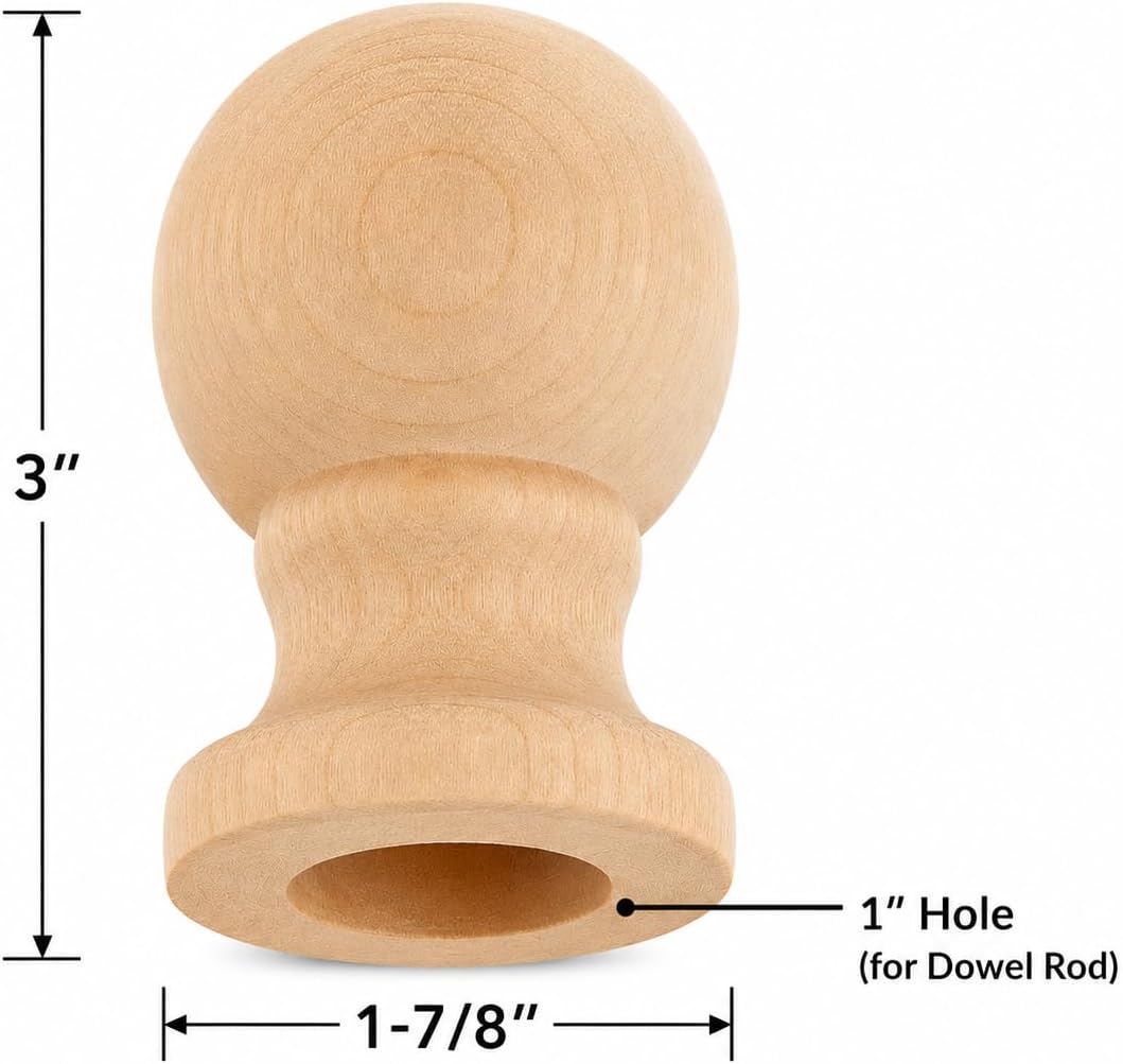 Remate madera poste bandera 1" tapa clavija set 2