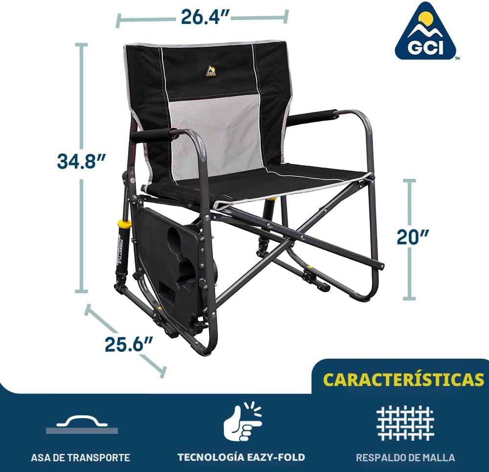 Silla campamento plegable con mesa auxiliar roja