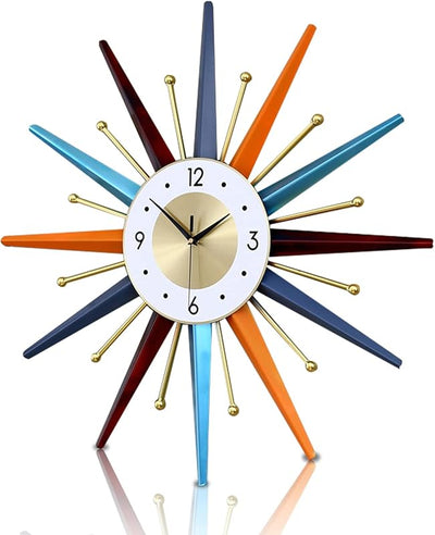 Reloj pared 22pulg estilo mediados siglo diseño estrella