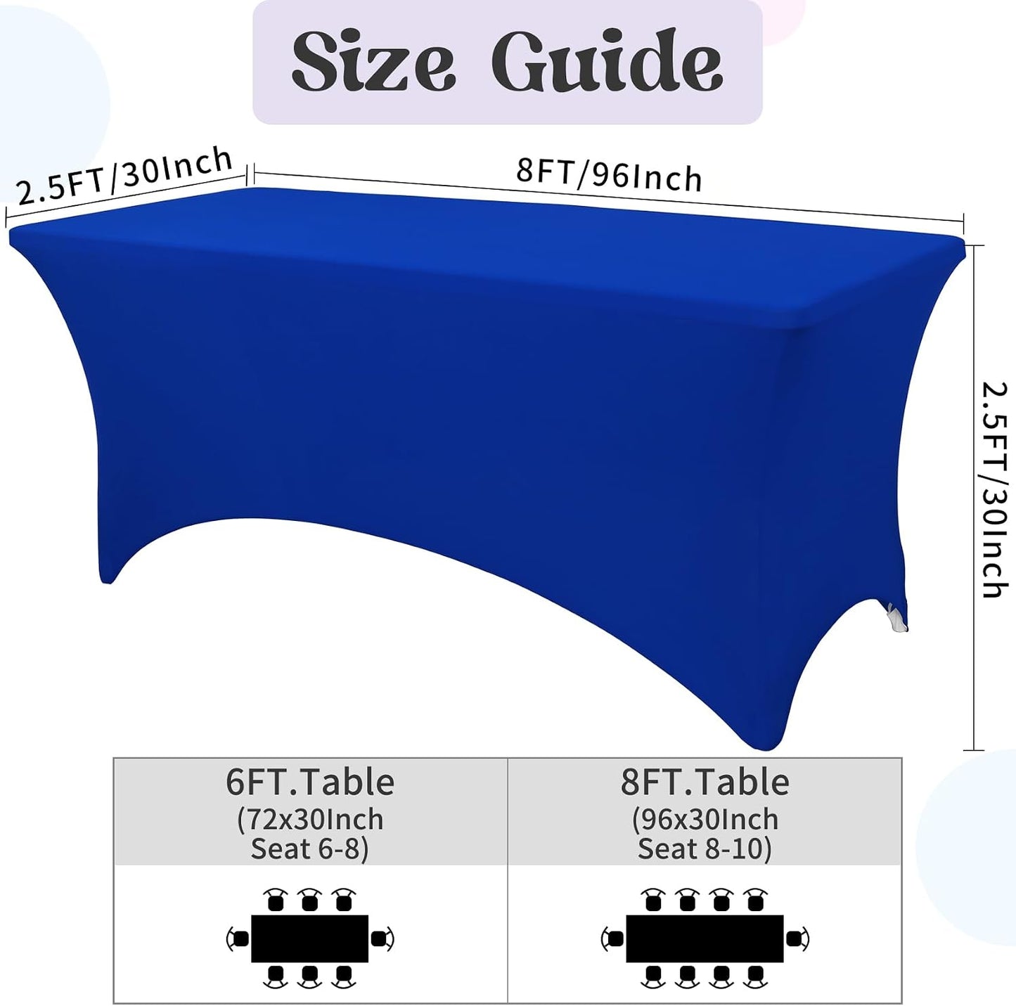 3 Manteles Mesa 8ft Azul Real Plegable con Funda Elástica