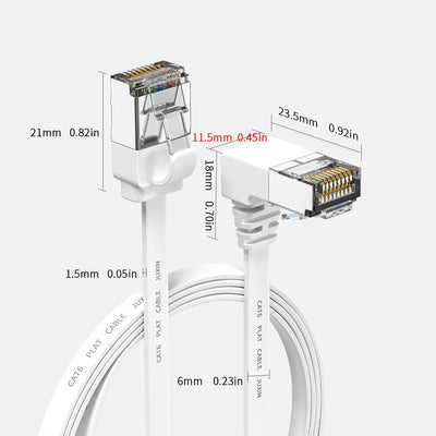 2 Cables Ethernet Cat 6 20ft 10 Gbps Blanco