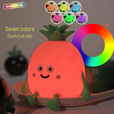 Luz nocturna LED piña 7 colores tactil para niños y adultos