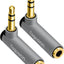 Adaptador audio 3,5 mm 90 grados 2 ud macho a hembra estéreo