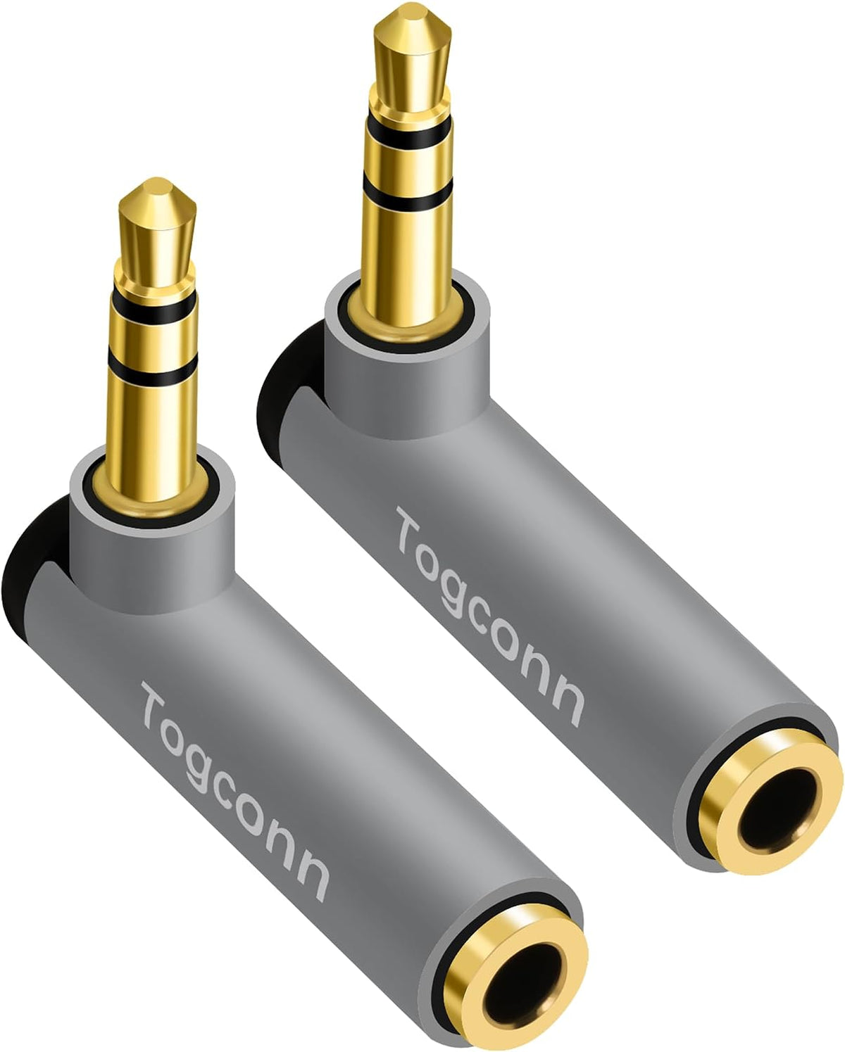 Adaptador audio 3,5 mm 90 grados 2 ud macho a hembra estéreo