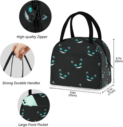 Bolsa almuerzo reutiliz. con gatos Cheshire cremallera