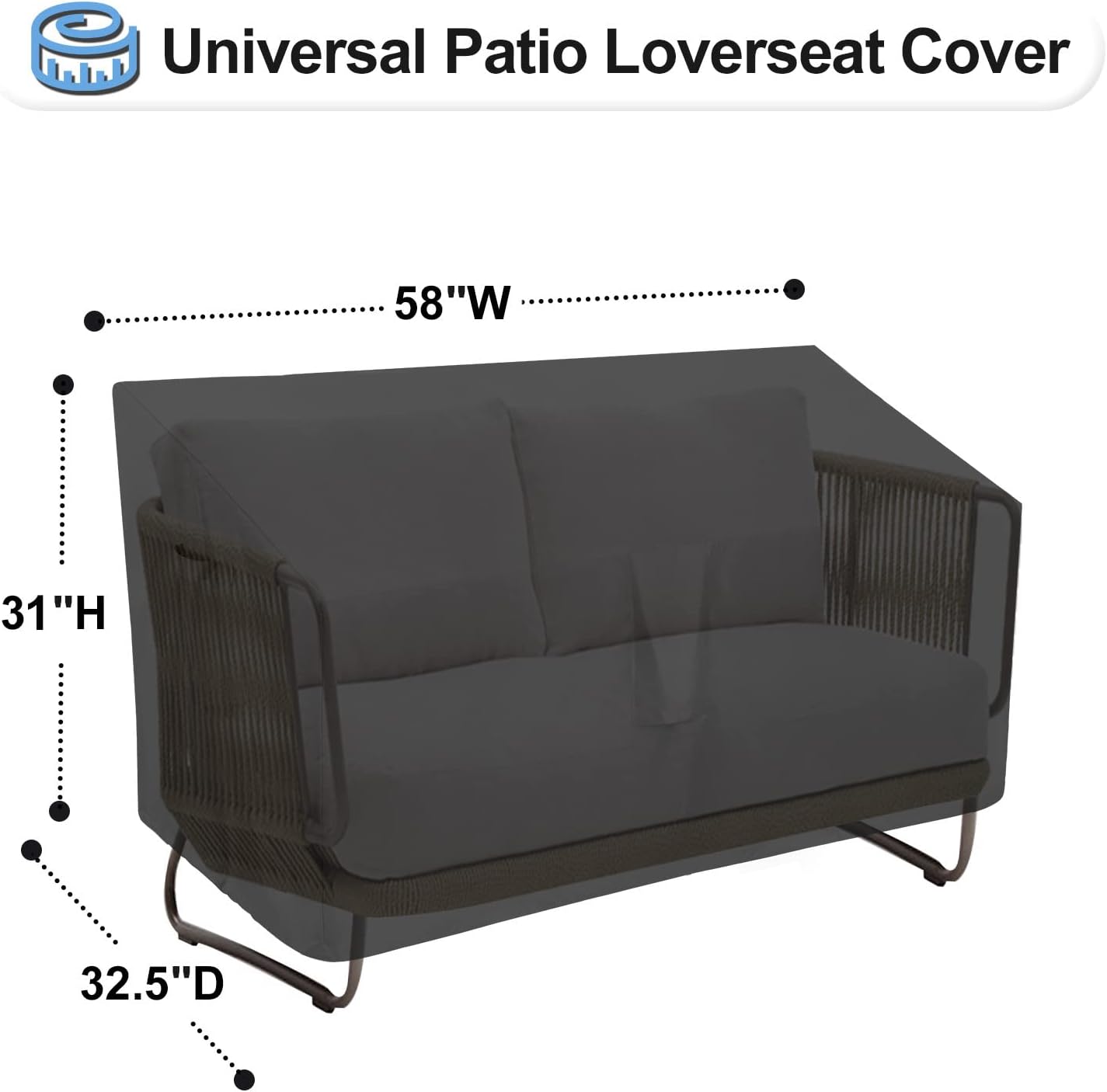 Funda impermeable sofá biplaza patio 58x32.5" UV resistente