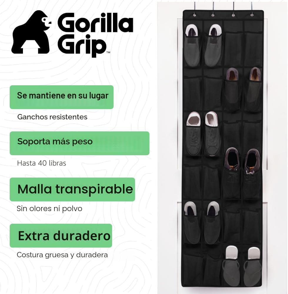 Zapatero para puerta 24 bolsillos malla 40lb color negro