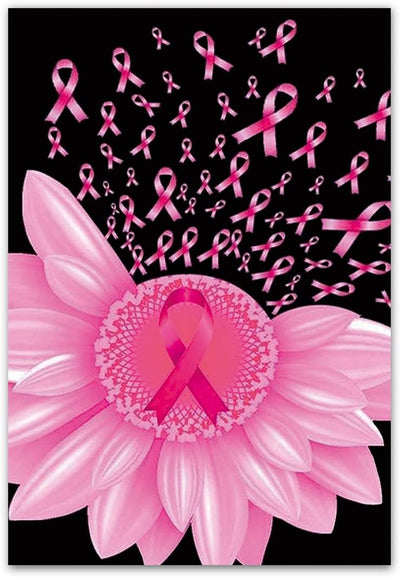 Bandera jardín cinta rosa cáncer mama 12x18pulg doble cara