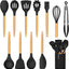 Juego utensilios cocina silicona antiadherente negro