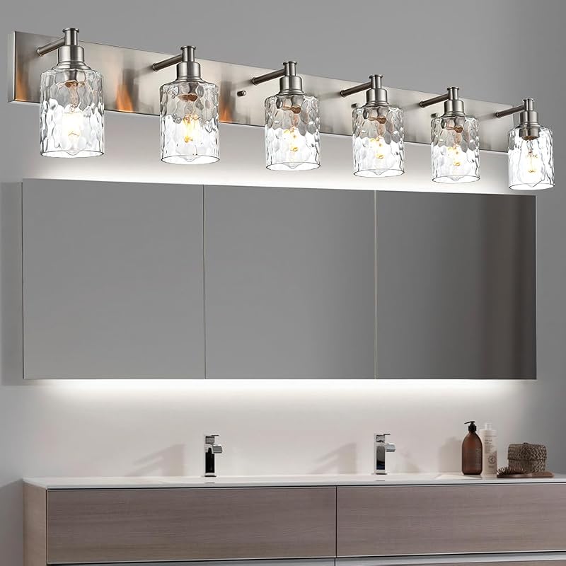 Lámpara aplique pared 6 luces níquel cepillado estilo granja