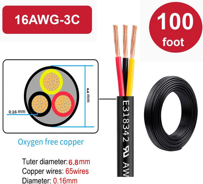 Cable eléctrico 16 AWG PVC trenzado cobre LED flexible
