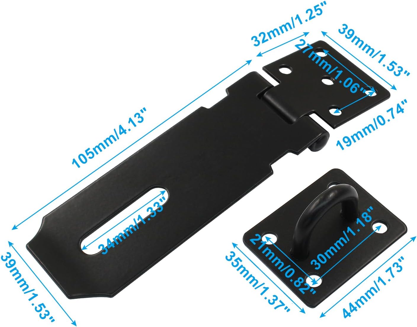 2 Cerraduras Puerta 4" Acero Inox Seguridad Negro