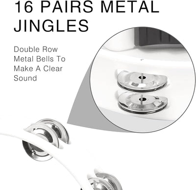 Pandereta metal cascabeles para niños y adultos color blanco