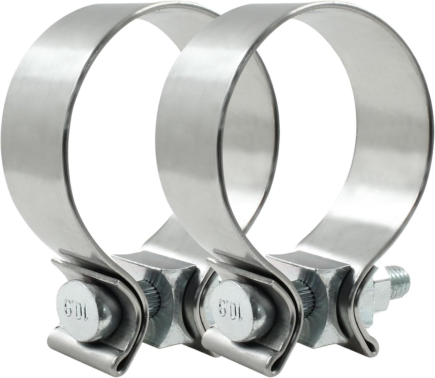 Abrazadera escape acero inox plateado 2 Pzas banda estrecha