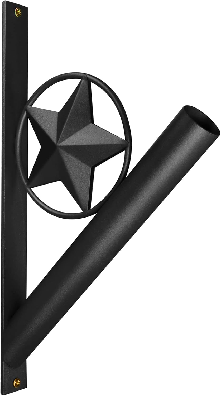 Soporte asta bandera hierro forjado negro mate