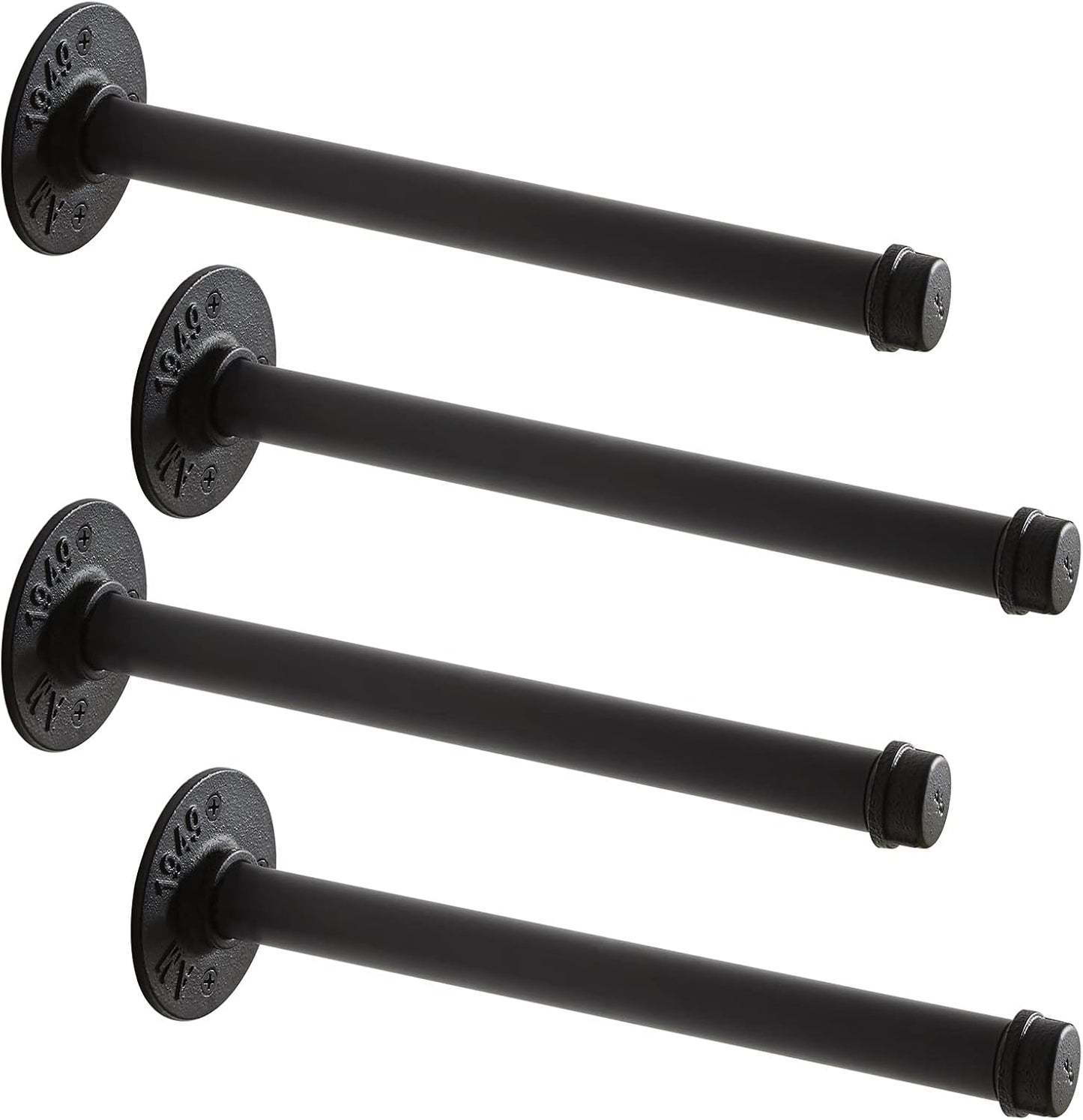 4 Barras Ropa Pared 12" Soportes Resistentes Negro