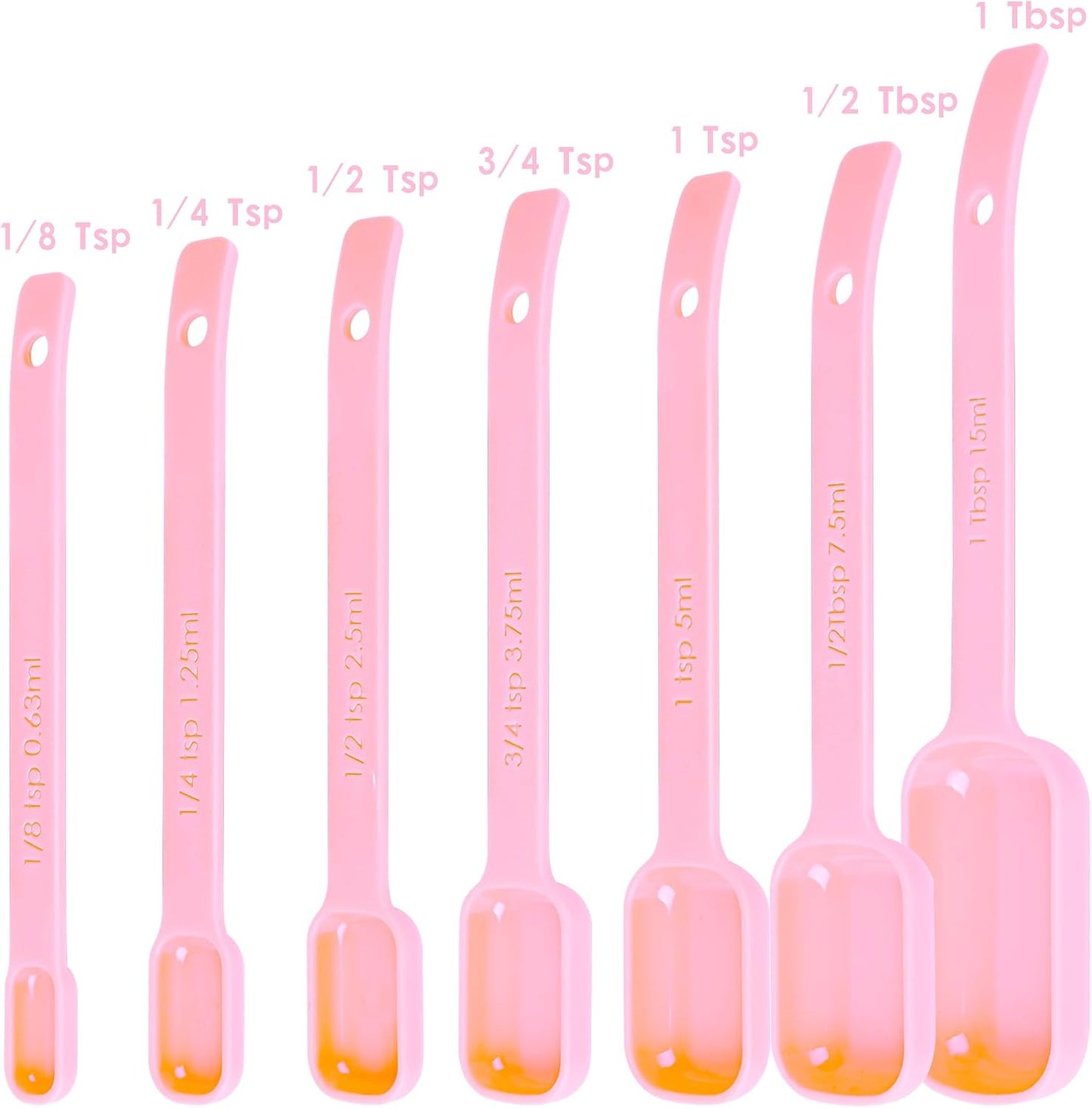 Juego 7 Tazas y Cucharas Medidoras de Plástico Rosa