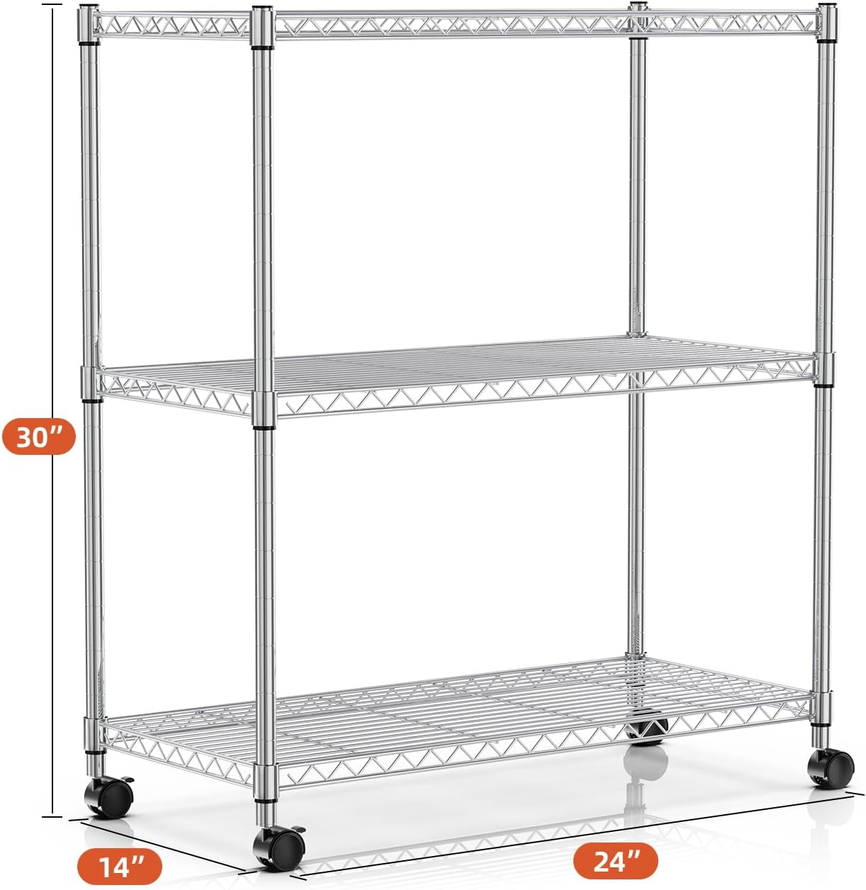 Estante 3 niveles carga 750lb 24x14" cromado