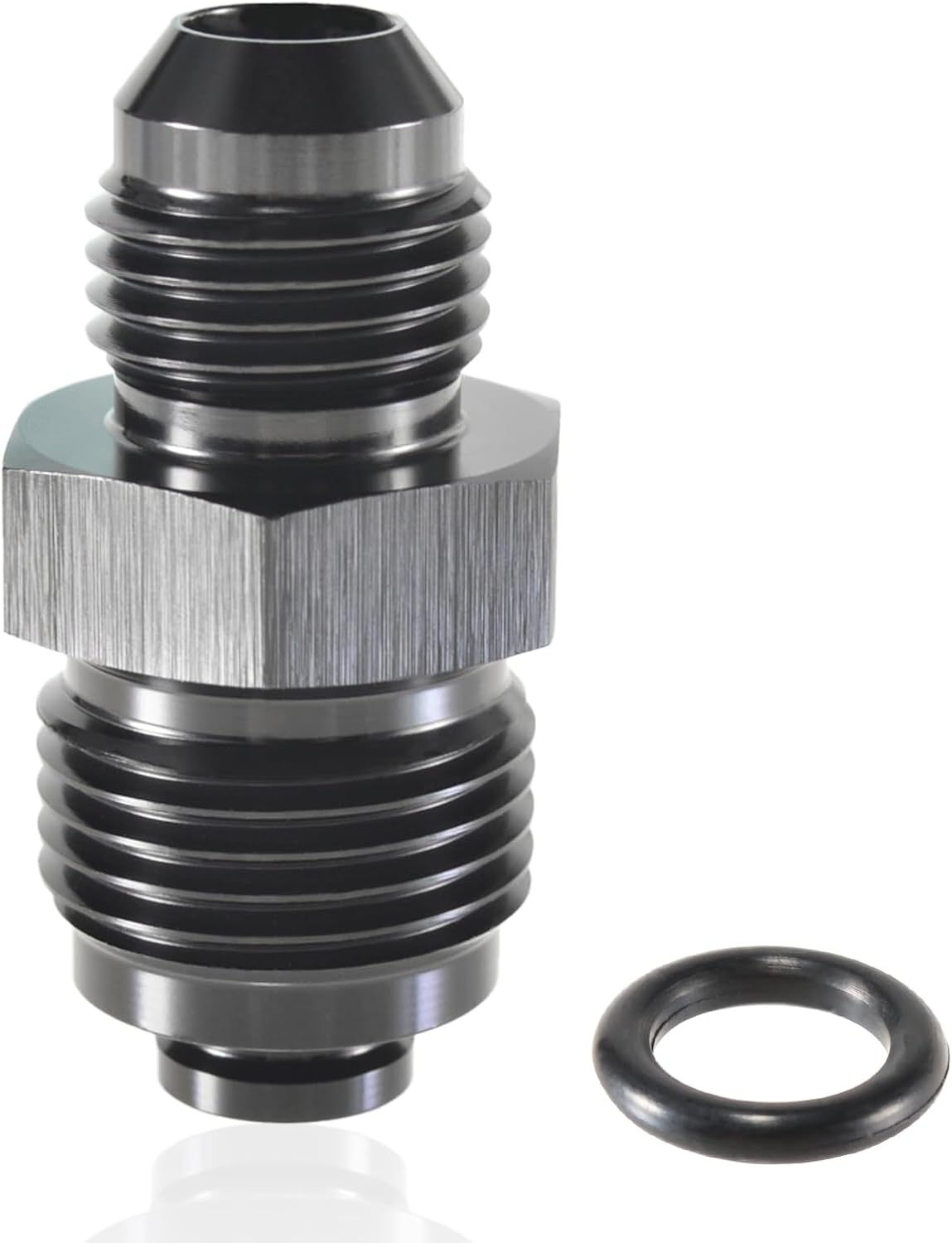 Adaptador tubo dirección 6AN a M18x1.5 O-Ring anodizado negro