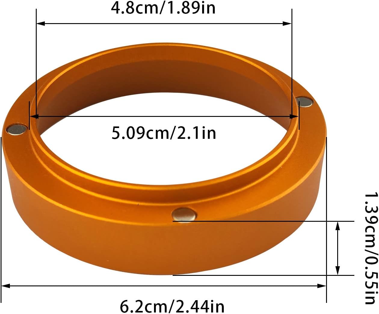 Embudo dosificador aluminio 2.008pulgada dorado para cafetería