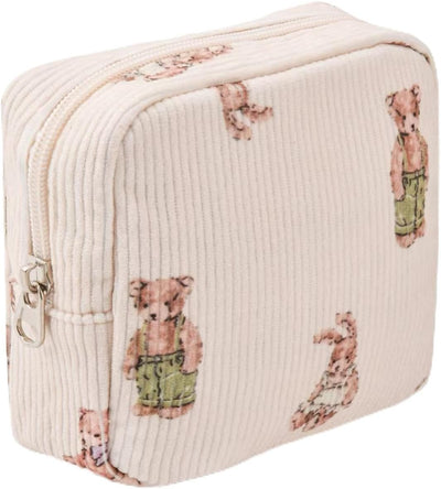 Bolsa maquillaje portátil para mujer de pana