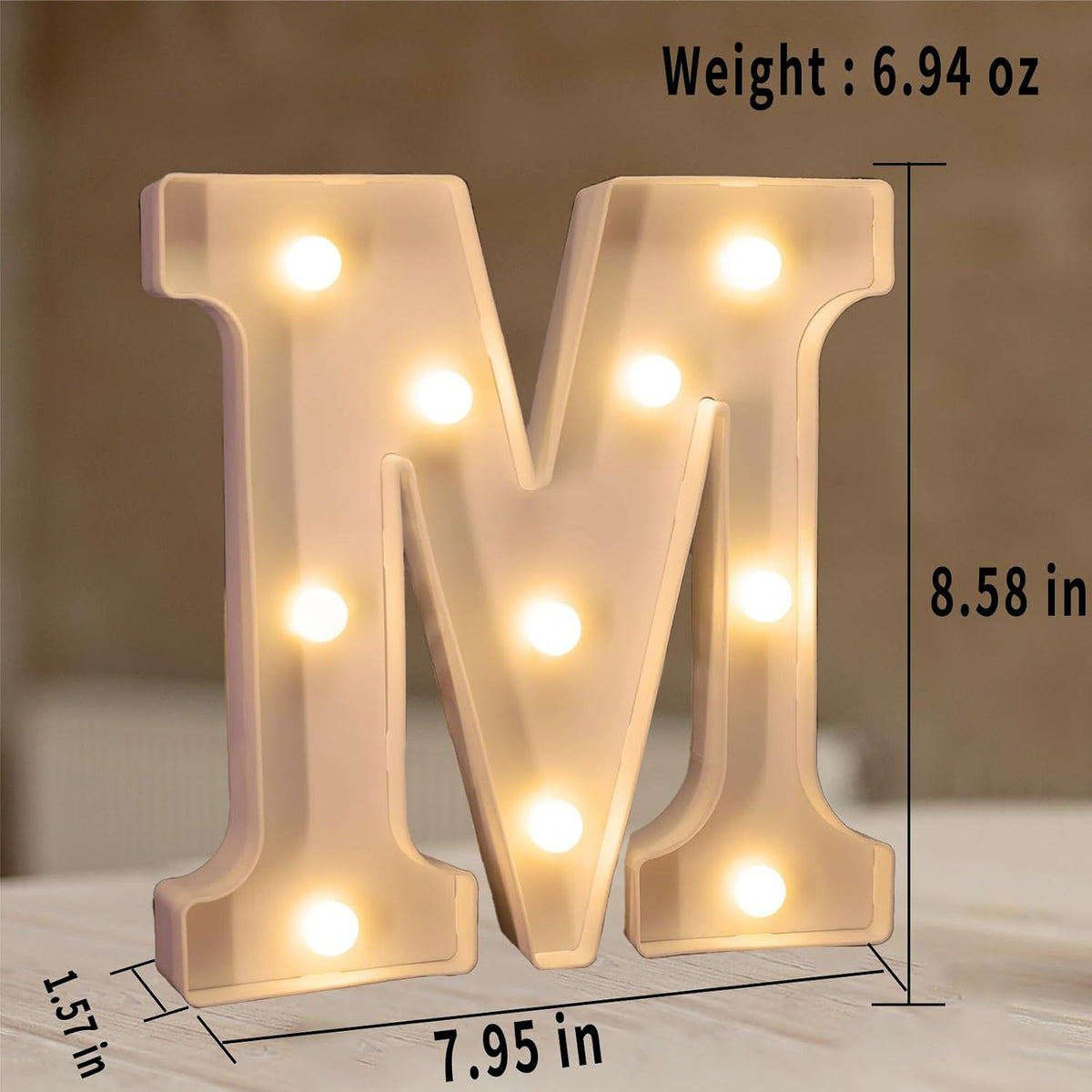 Letra M LED con pilas para luces de noche bodas cumpleaños