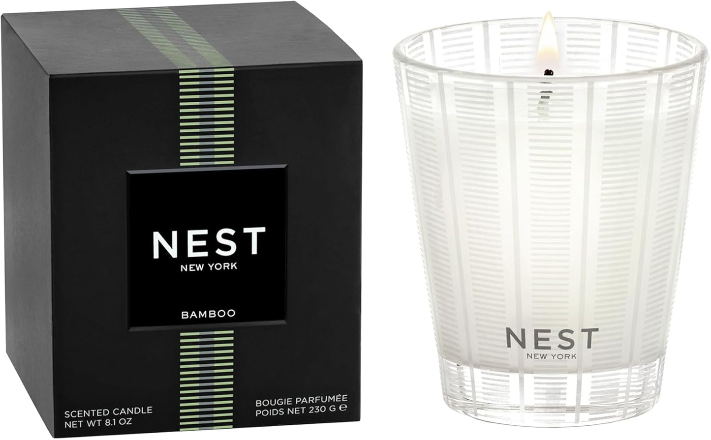 Vela clásica perfumada bambú 8.1oz 60h vidrio reutiliz.