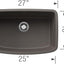 Fregadero cocina bajo mesada 27x18" gris volcán
