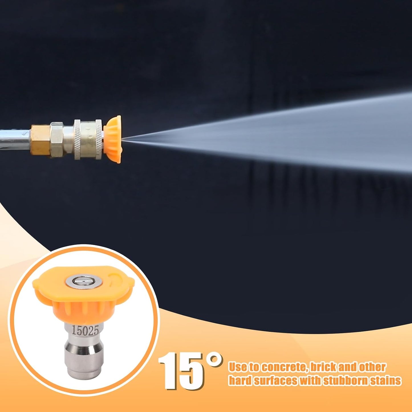 Puntas lavadora presión 7 pzas 1/4pulg 4000PSI amarillo